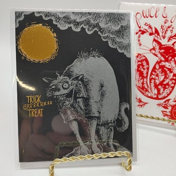 Reyn Paper Co Fall Cards Envelopes Funny Corn Halloween Cats Happy Peace and Joy - Picture 2 of 11